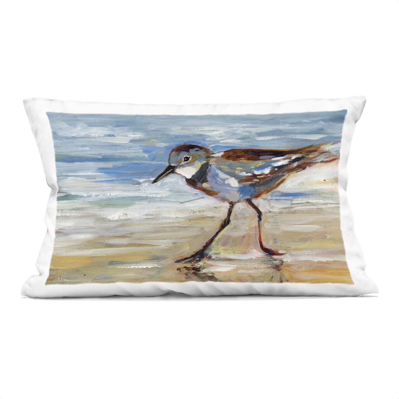 Stupell Industries Sandpiper and Beach Tide Decorative Printed Throw Pillow, design by Susan Winget, 14 x 7 x 20